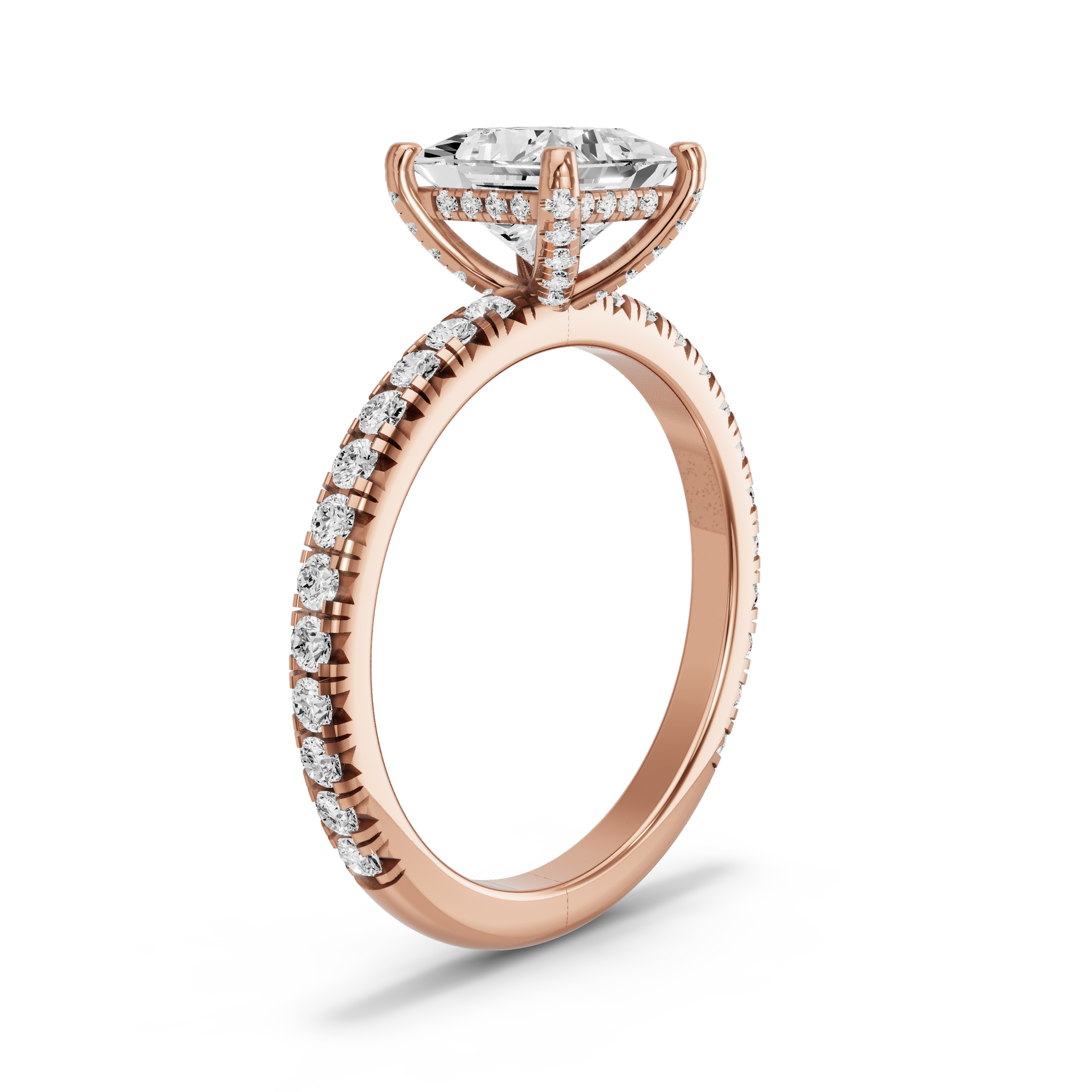 Image for Princess Pave Basket Ring with French Pave band in 10K Yellow Gold