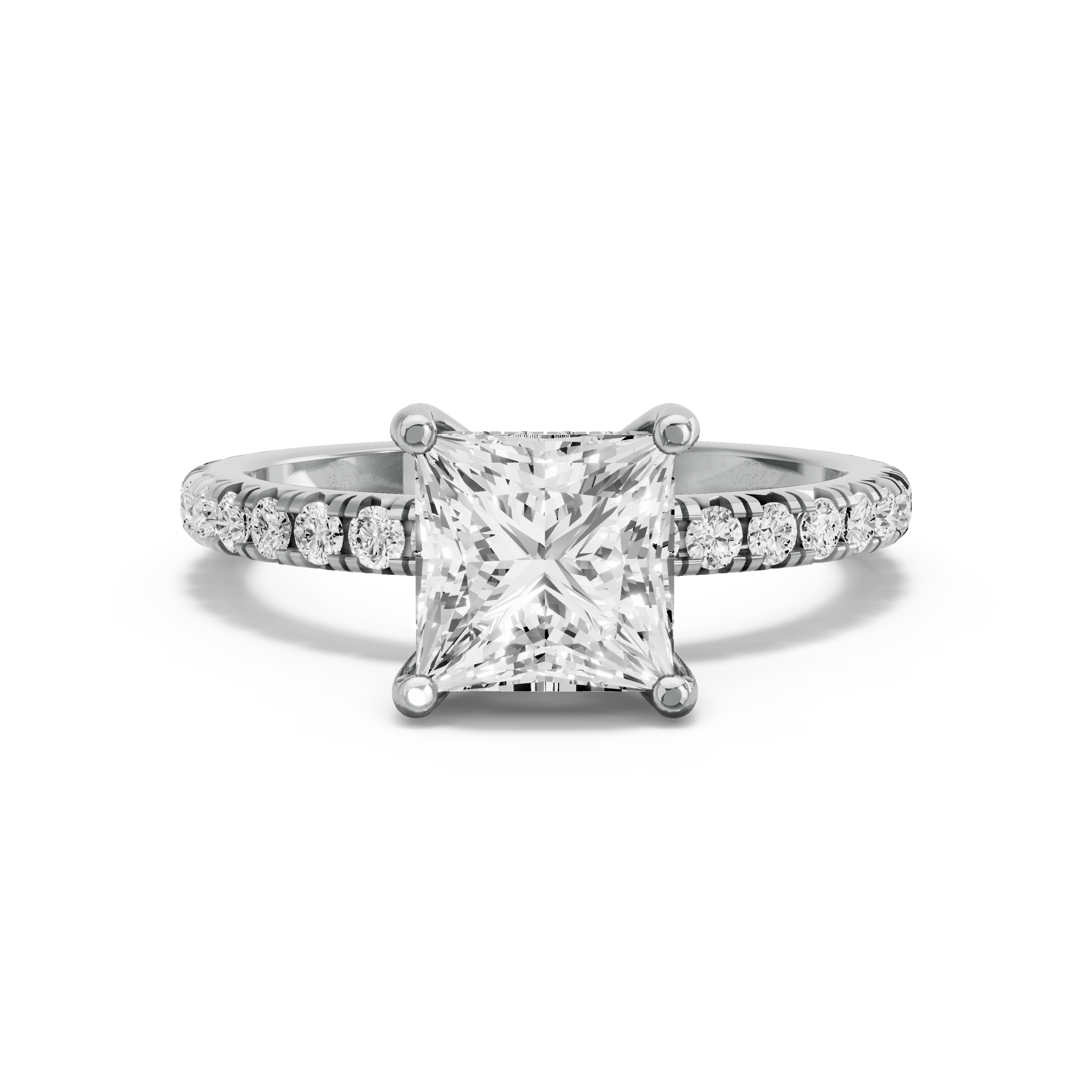 Image for Princess Pave Basket Ring with French Pave band in 18K Two Tone Rose Gold