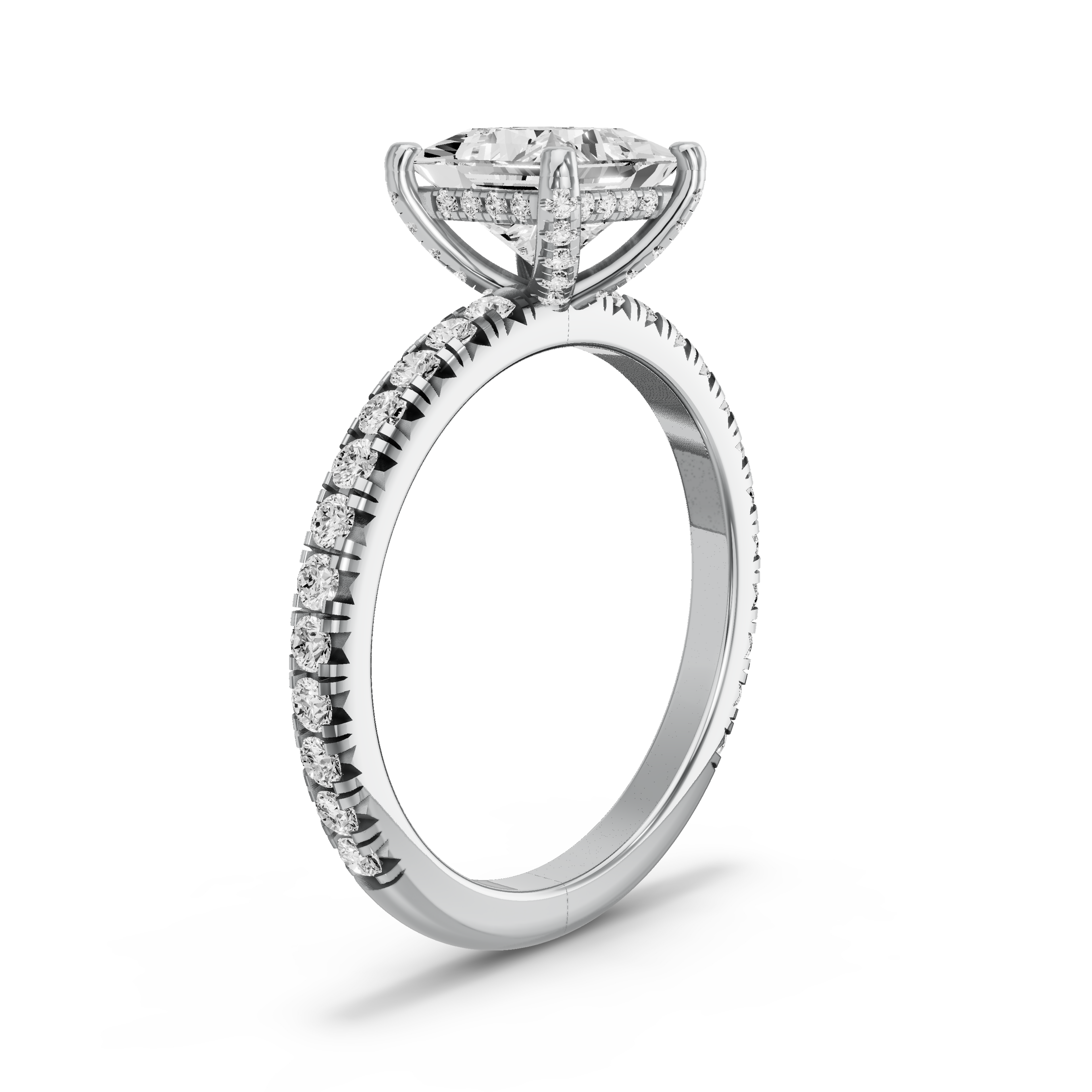 Image for Princess Pave Basket Ring with French Pave band in 14K Two Tone Rose Gold