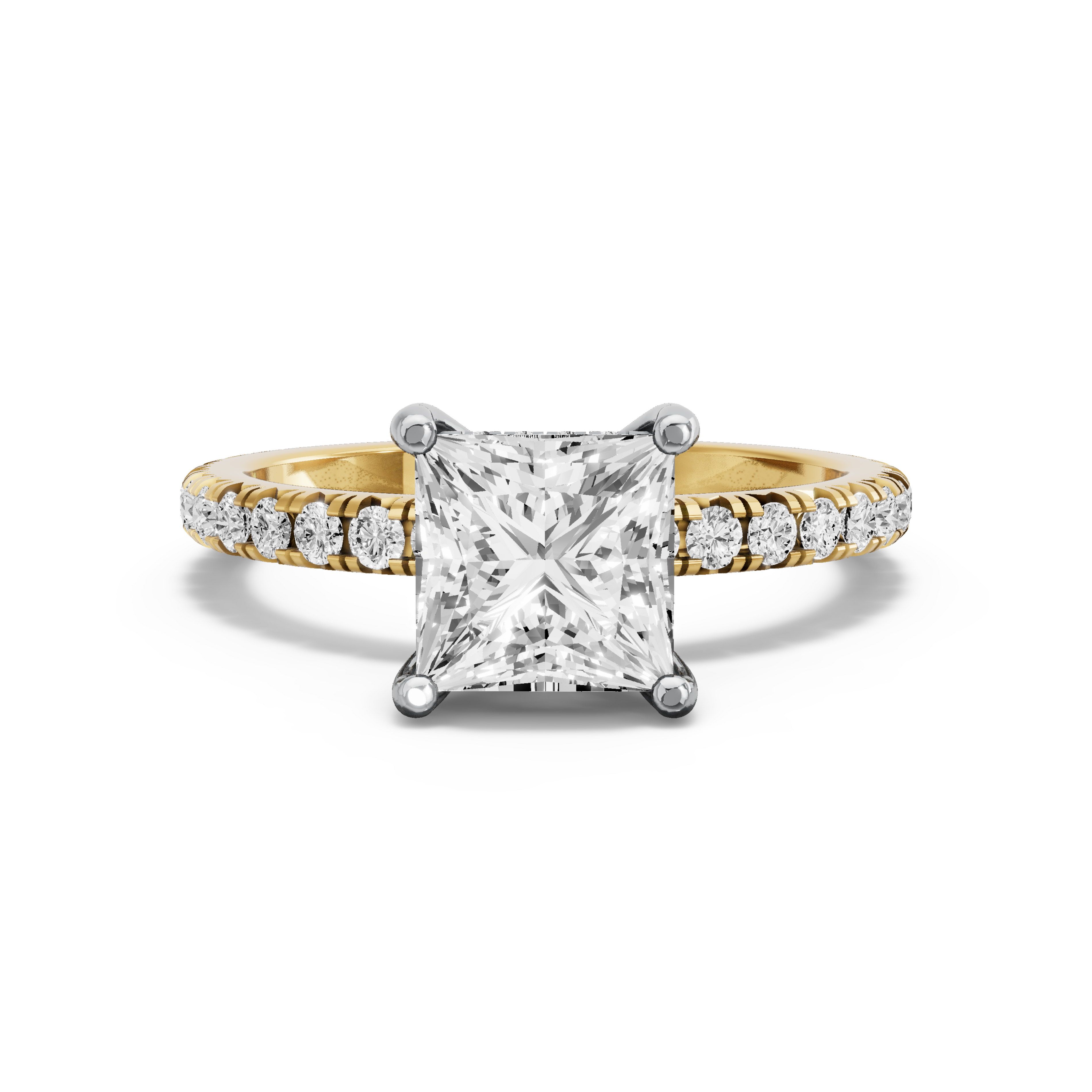 Image for Princess Pave Basket Ring with French Pave band in 14K Rose Gold