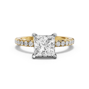 Image for Princess Pave Basket Ring with French Pave band