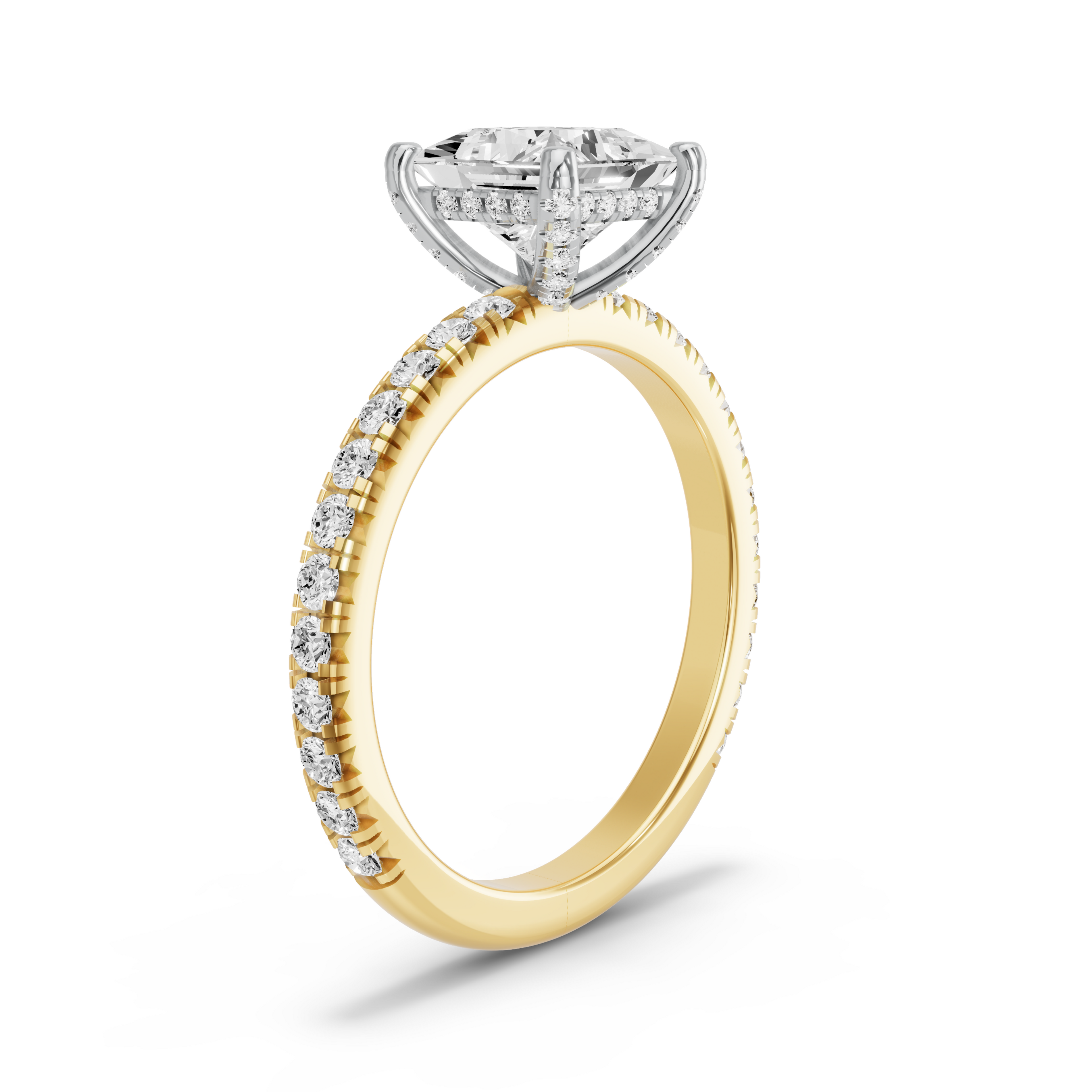 Image for Princess Pave Basket Ring with French Pave band in 14K Rose Gold