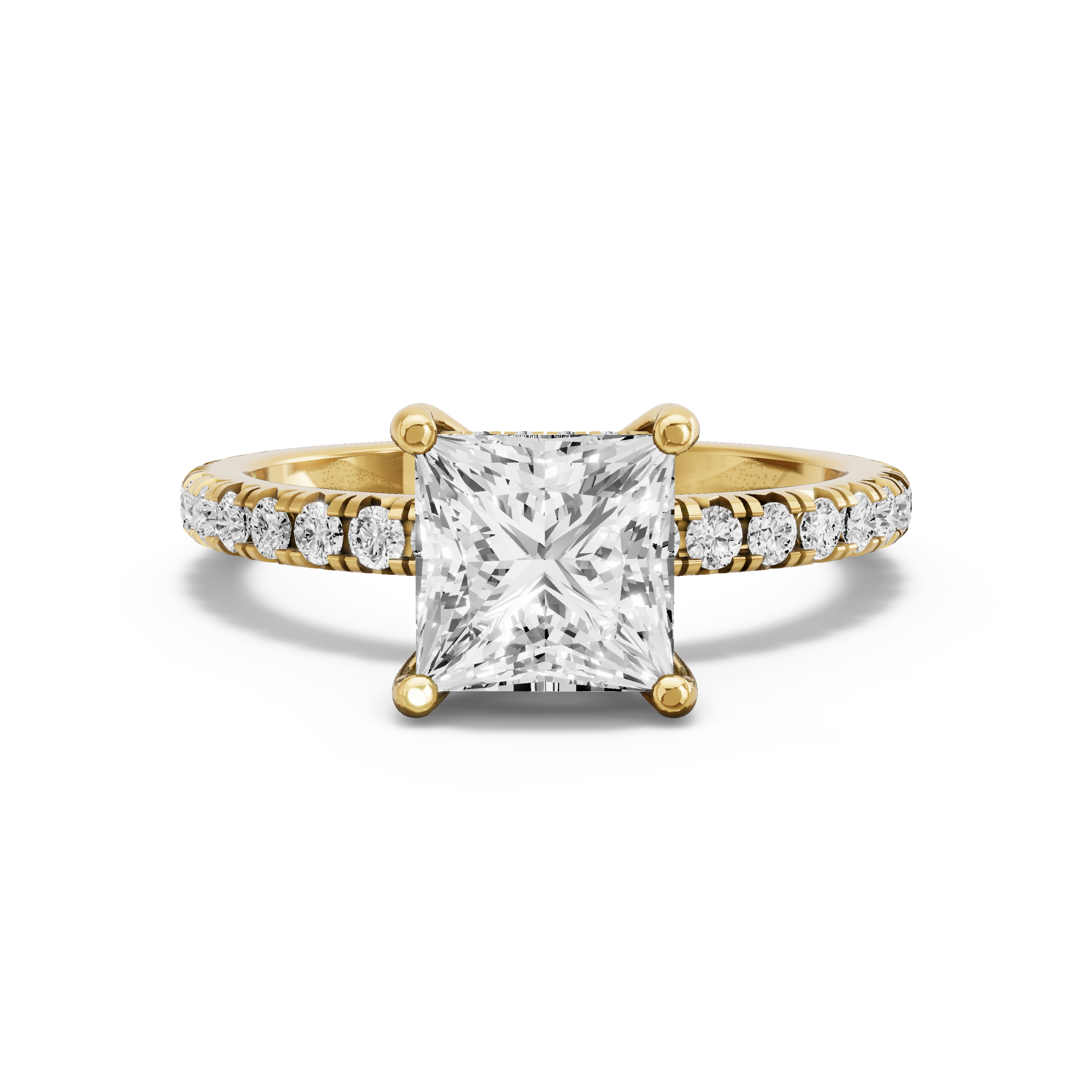 Image for Princess Pave Basket Ring with French Pave band in 18K White Gold