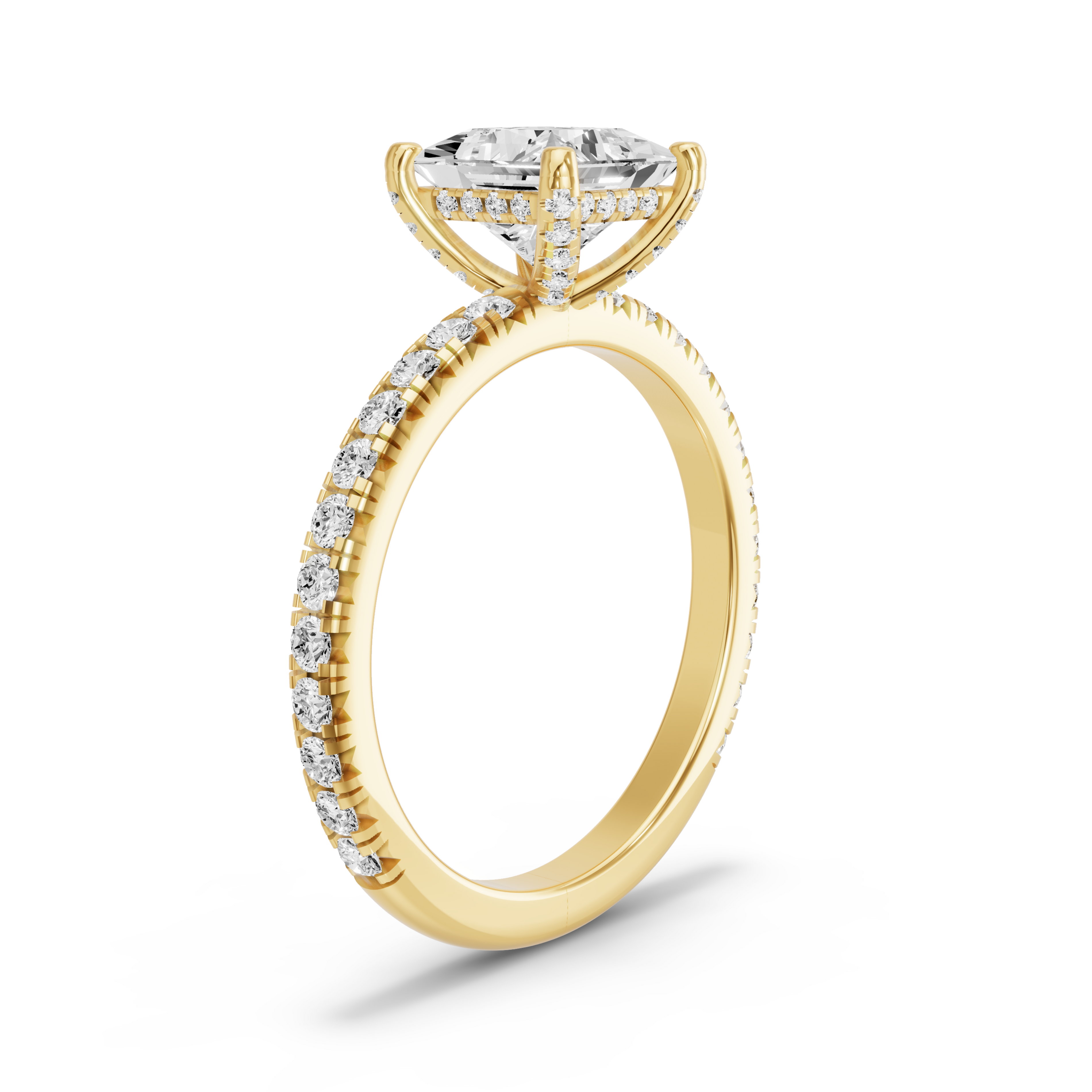 Image for Princess Pave Basket Ring with French Pave band in 18K White Gold