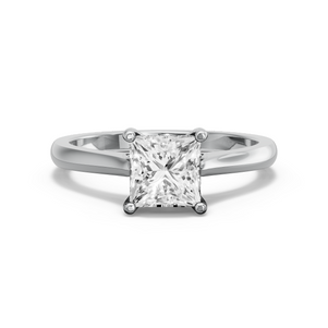 Image for Princess Pave Basket Ring with Knife Edge Cathedral band in 14K Two Tone Rose Gold
