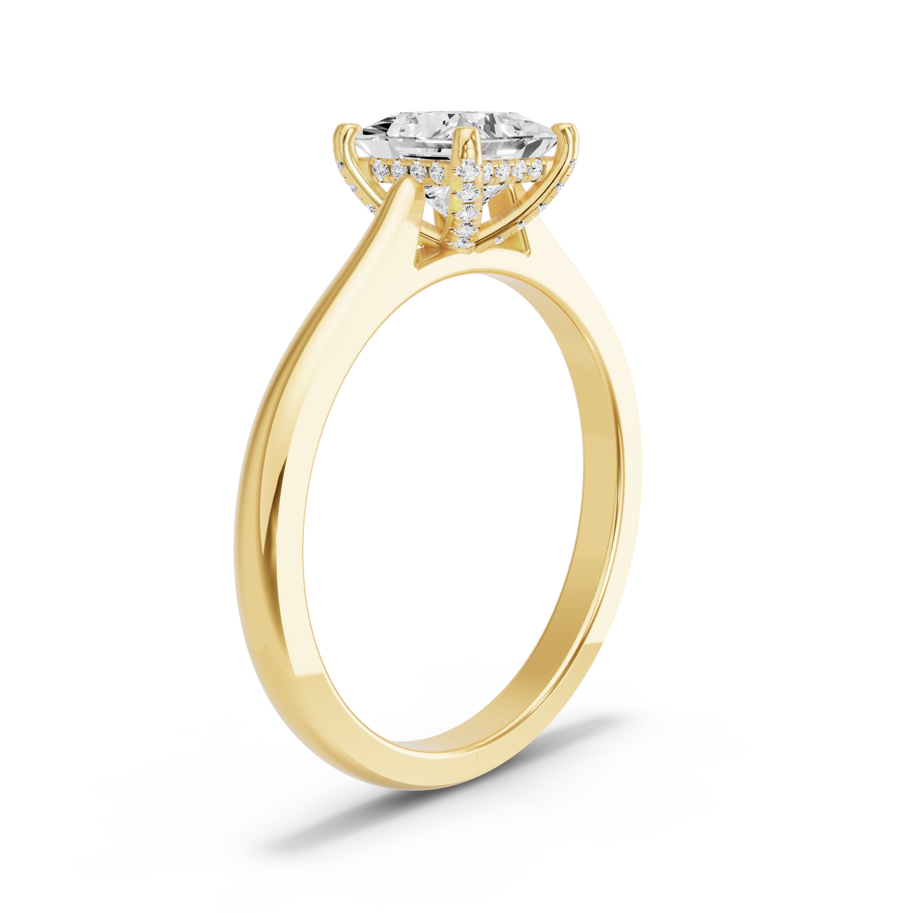 Image for Princess Pave Basket Ring with Knife Edge Cathedral band in 14K White Gold