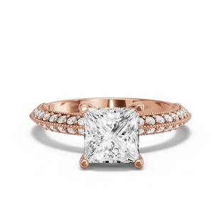 Image for Princess Pave Basket Ring with Knife Edge Pave band