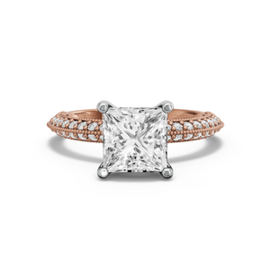 Image for Princess Pave Basket Ring with Knife Edge Pave band