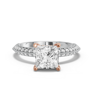 Image for Princess Pave Basket Ring with Knife Edge Pave band