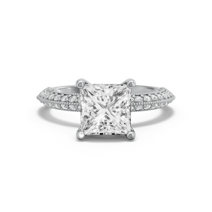 Image for Princess Pave Basket Ring with Knife Edge Pave band in 10K Two Tone Rose Gold