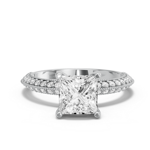 Image for Princess Pave Basket Ring with Knife Edge Pave band