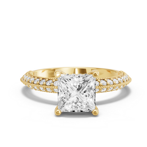 Image for Princess Pave Basket Ring with Knife Edge Pave band