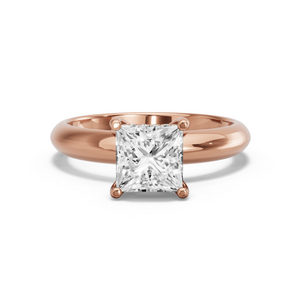 Image for Princess Pave Basket Ring with Knife Edge Solitaire band in 18K Yellow Gold