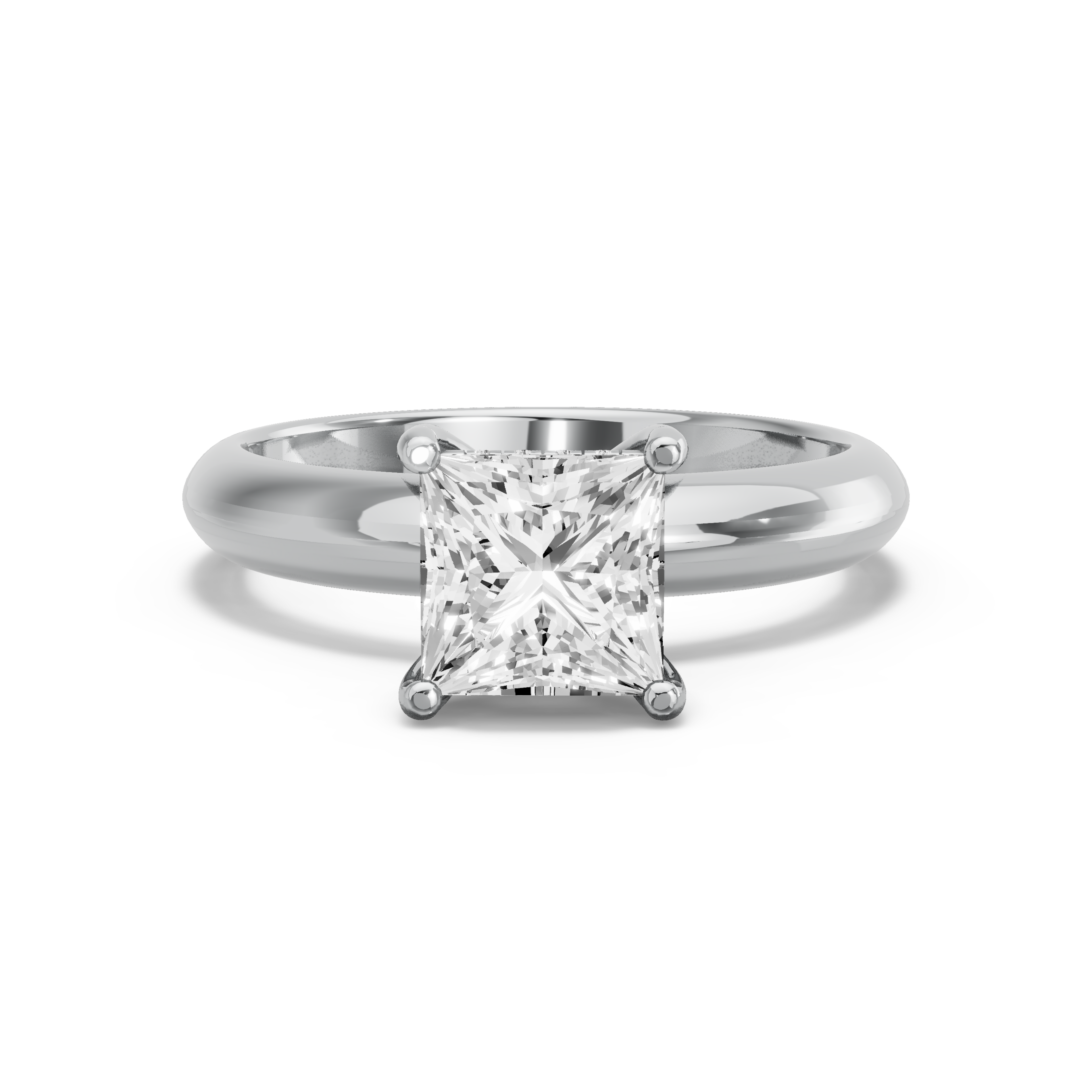 Image for Princess Pave Basket Ring with Knife Edge Pave band in 950 Platinum