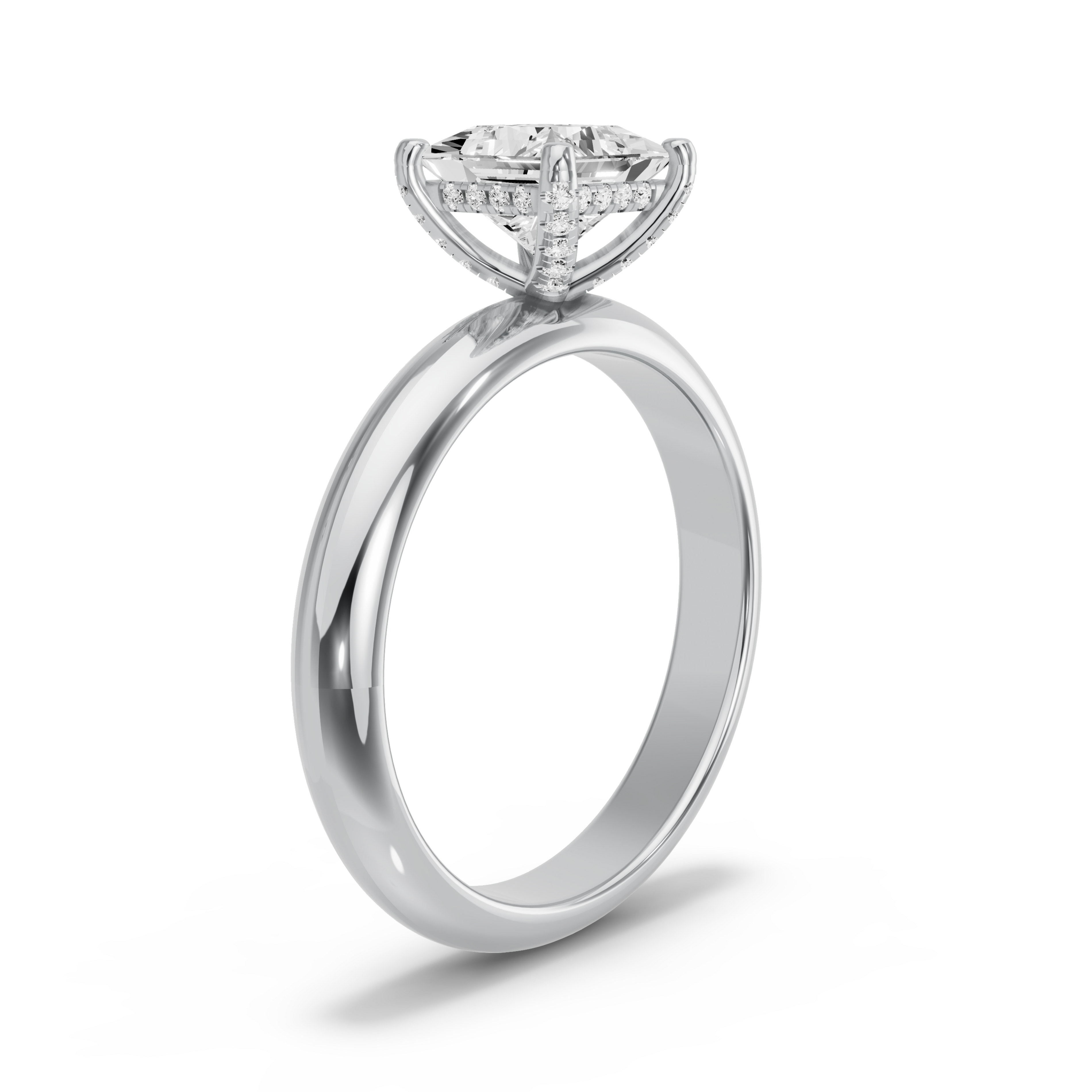 Image for Princess Pave Basket Ring with Knife Edge Solitaire band in 10K Two Tone Rose Gold
