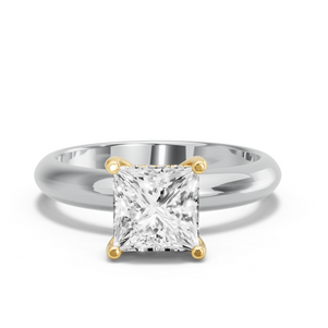 Image for Princess Pave Basket Ring with Knife Edge Solitaire band
