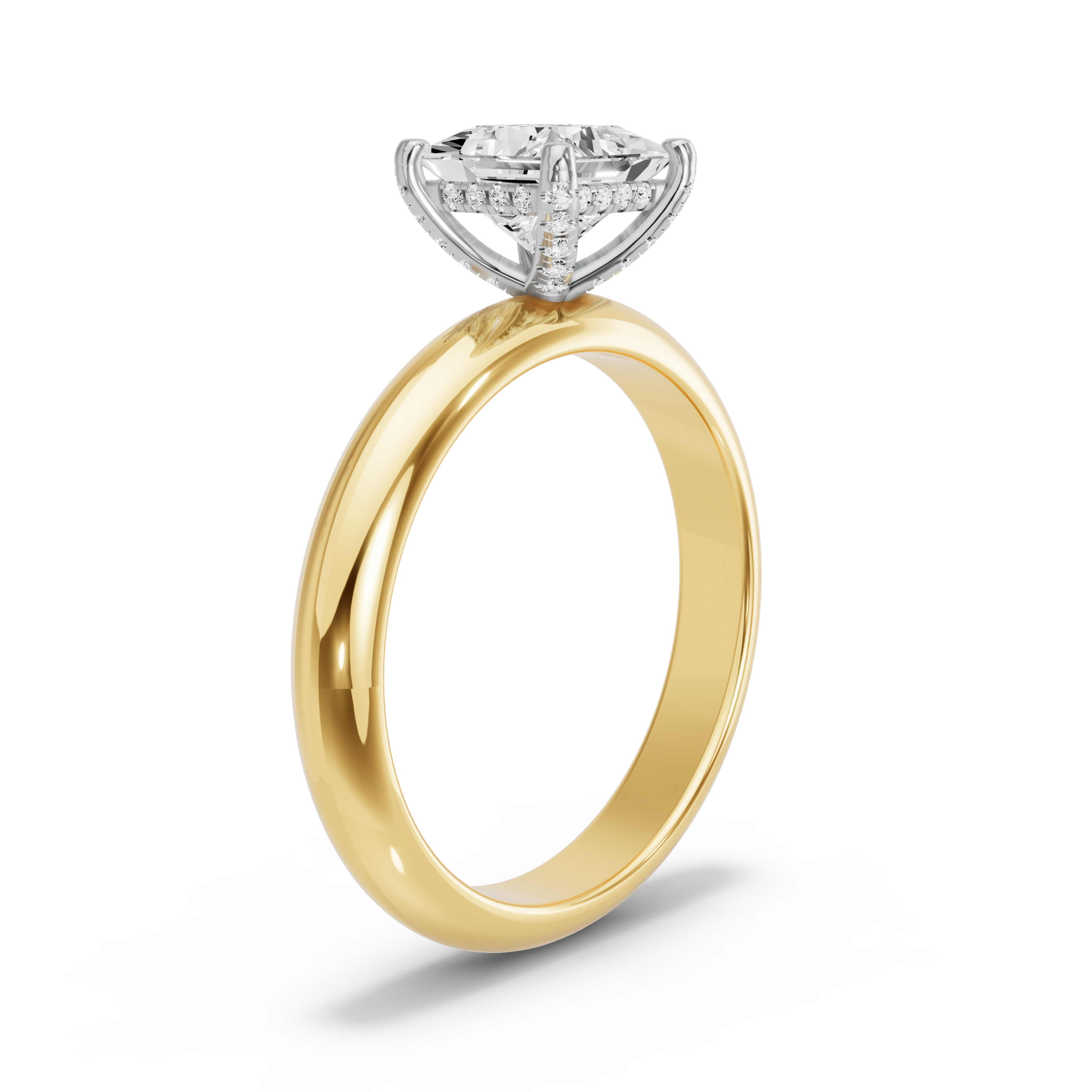 Image for Princess Pave Basket Ring with Knife Edge Solitaire band in 10K Rose Gold