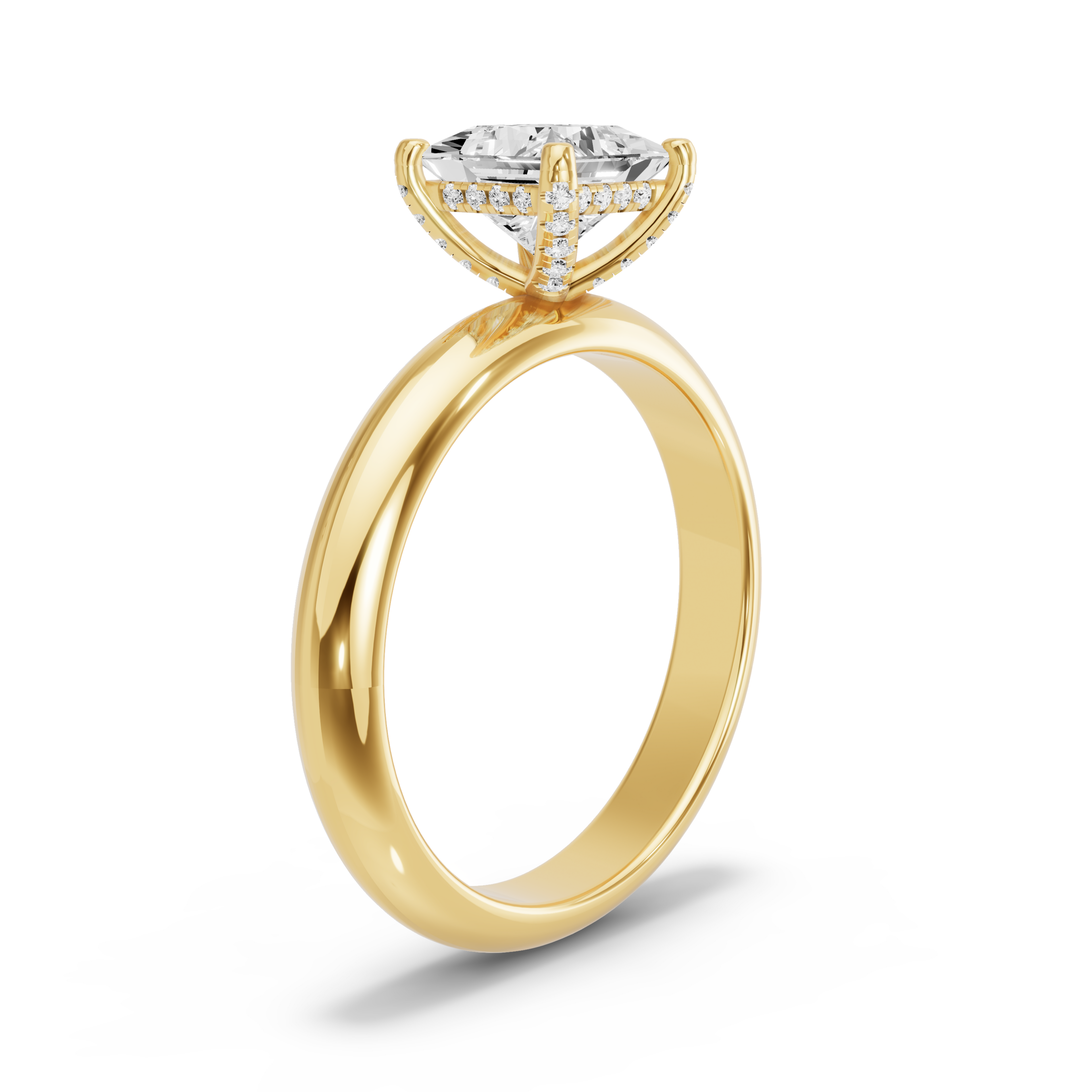 Image for Princess Pave Basket Ring with Knife Edge Solitaire band in 18K White Gold