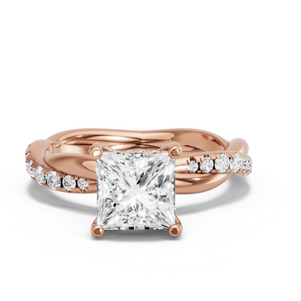 Image for Princess Pave Basket Ring with Rope Pave band