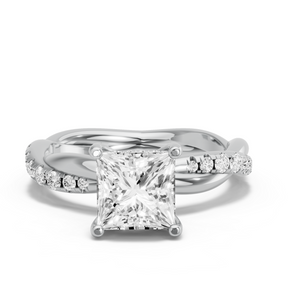 Image for Princess Pave Basket Ring with Rope Pave band