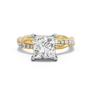 Image for Princess Pave Basket Ring with Rope Pave band
