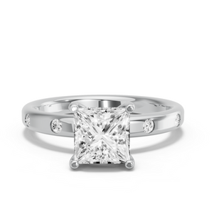 Image for Princess Pave Basket Ring with Sleek Accent band