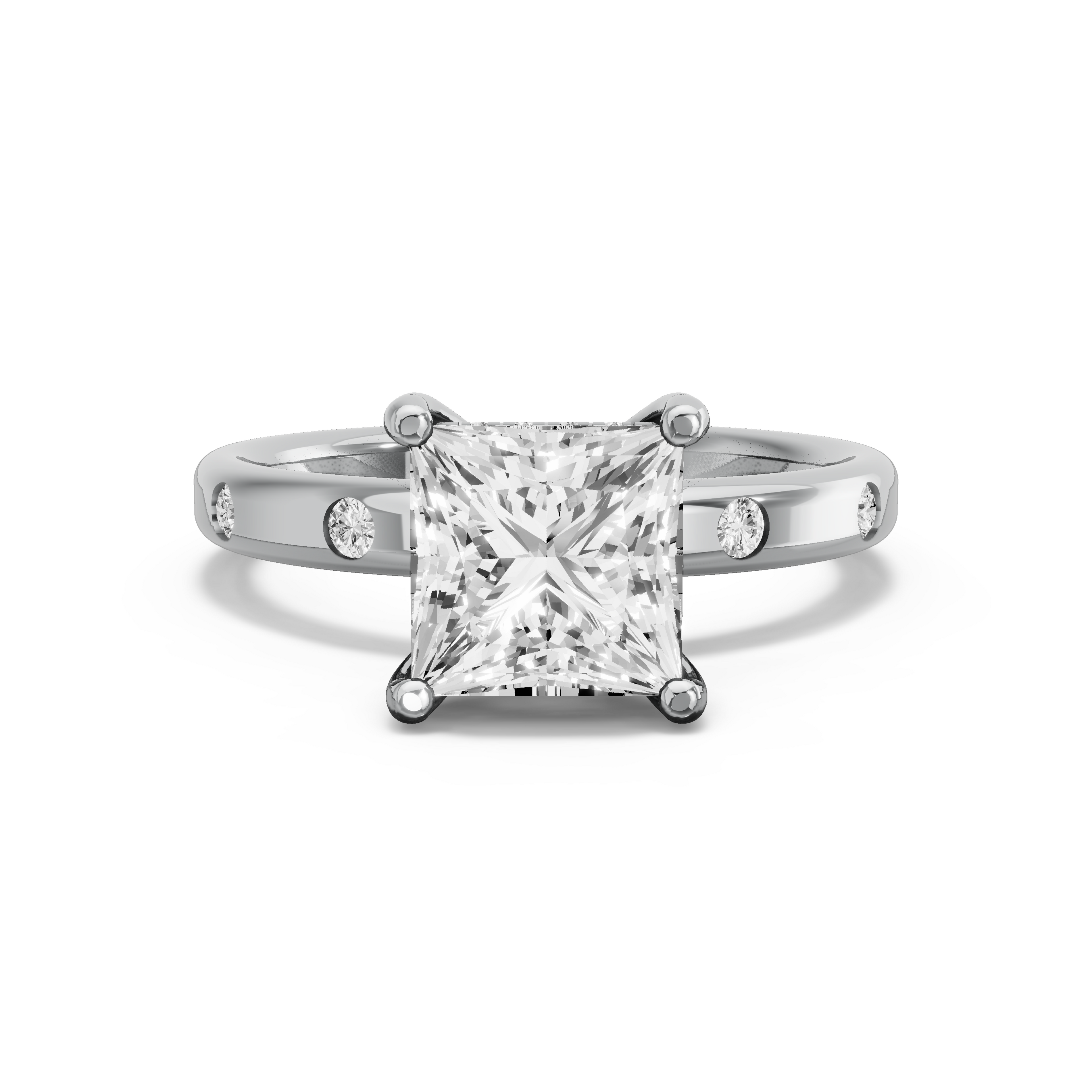 Image for Princess Pave Basket Ring with Sleek Accent band in 10K Two Tone Rose Gold