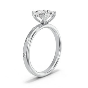 Image for Princess Pave Basket Ring with Sleek Accent band