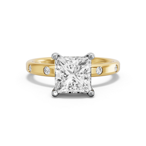 Image for Princess Pave Basket Ring with Sleek Accent band