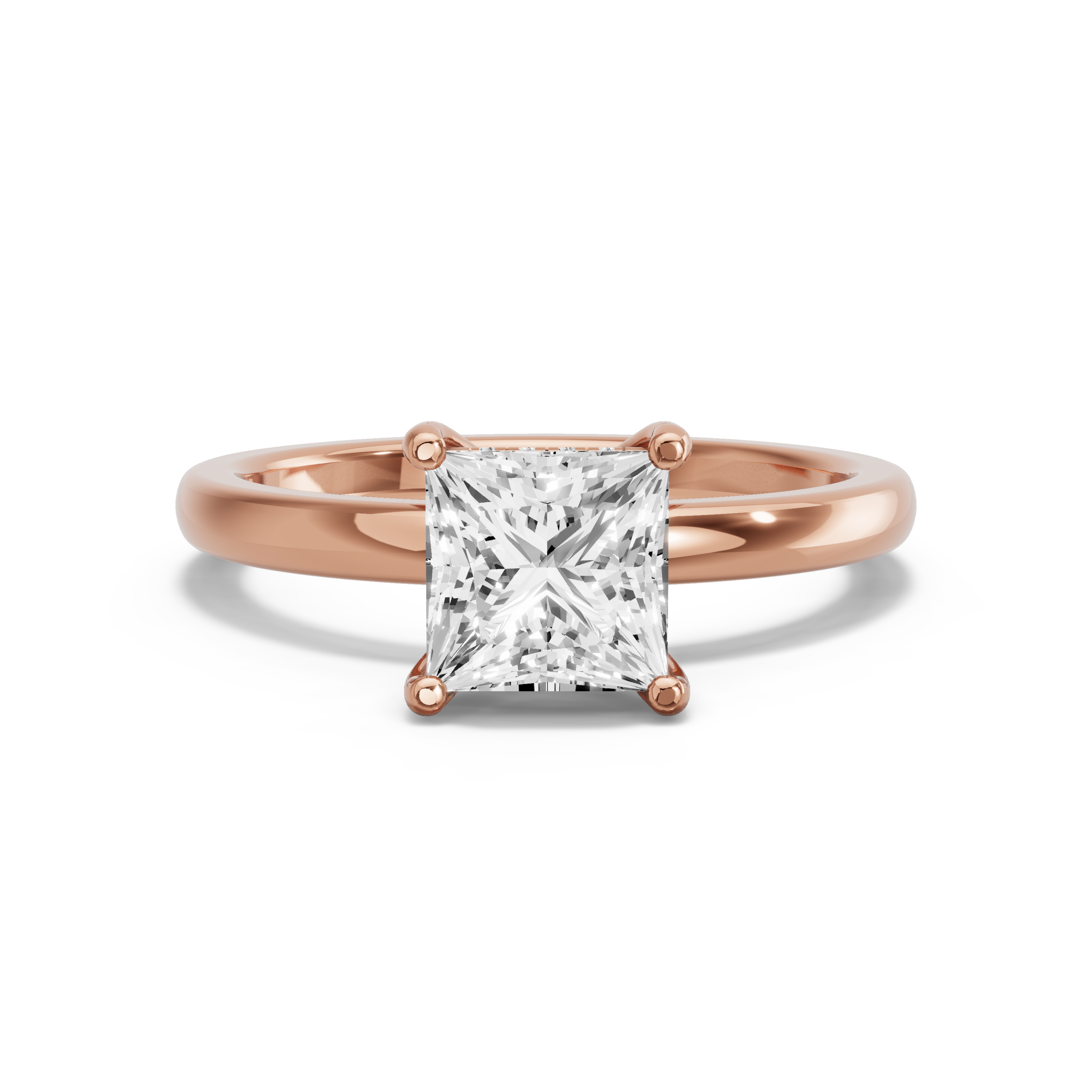 Image for Princess Pave Basket Ring with Solitaire band in 18K Yellow Gold