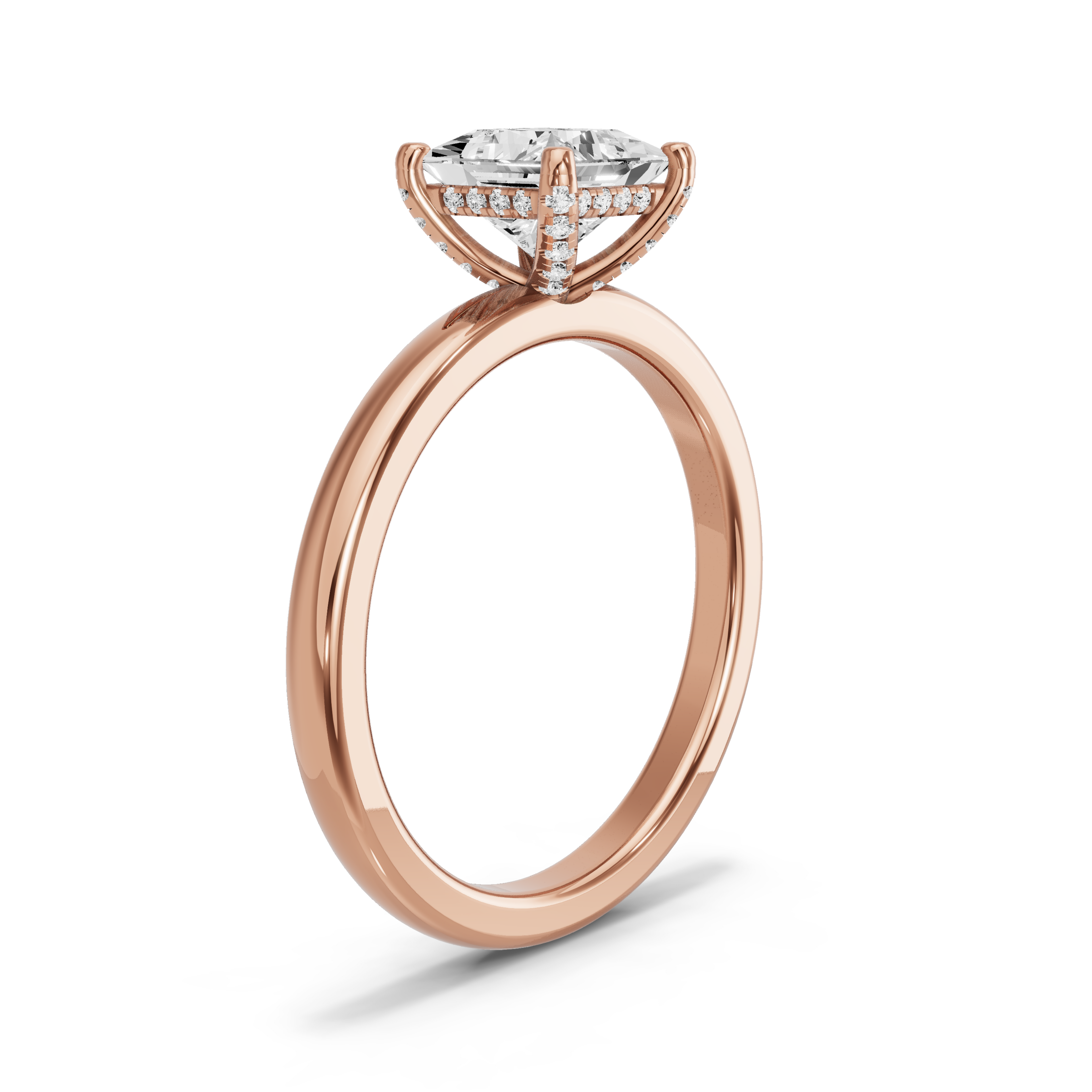 Image for Princess Pave Basket Ring with Solitaire band in 18K Yellow Gold