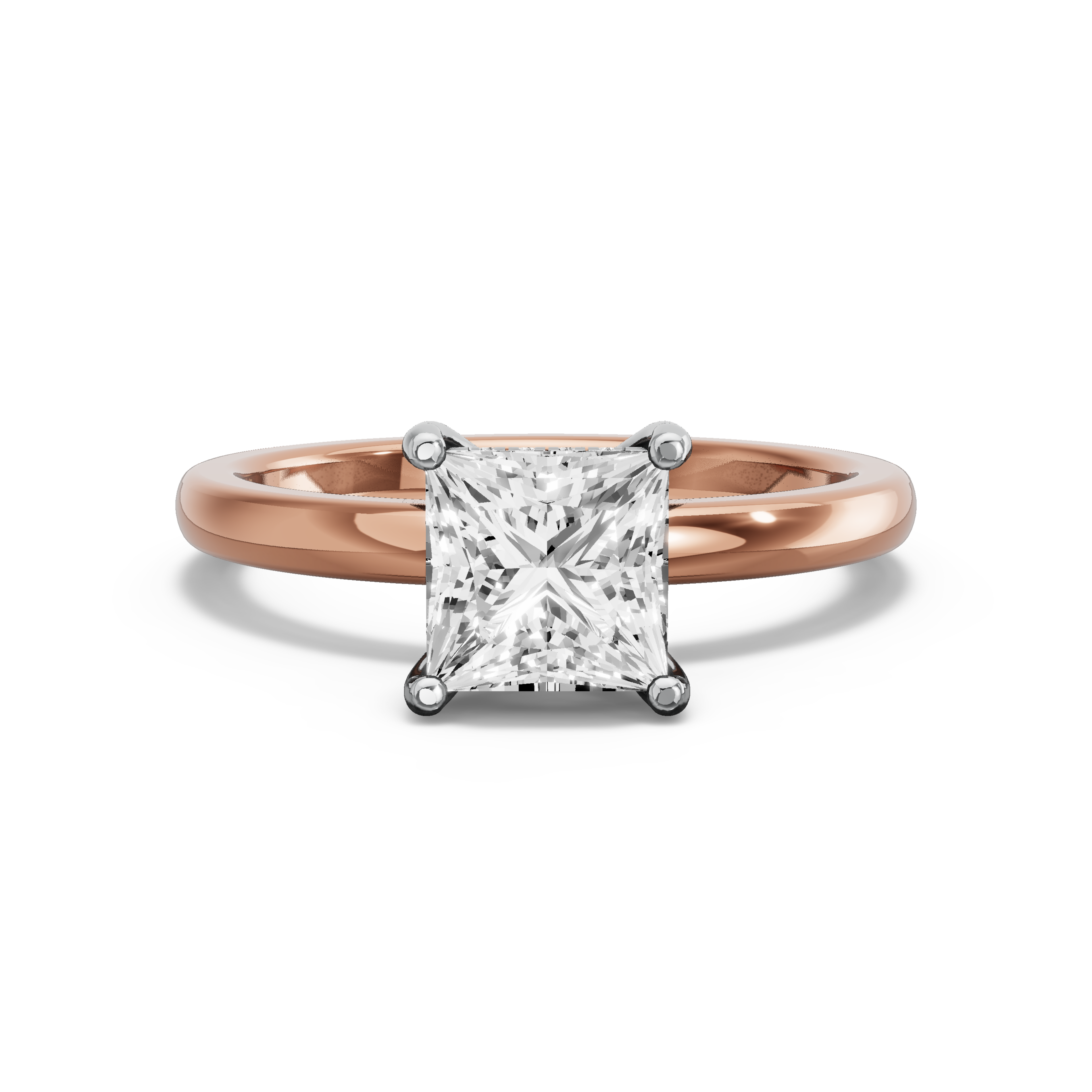Image for Princess Pave Basket Ring with Solitaire band in 10K Two Tone Yellow Gold