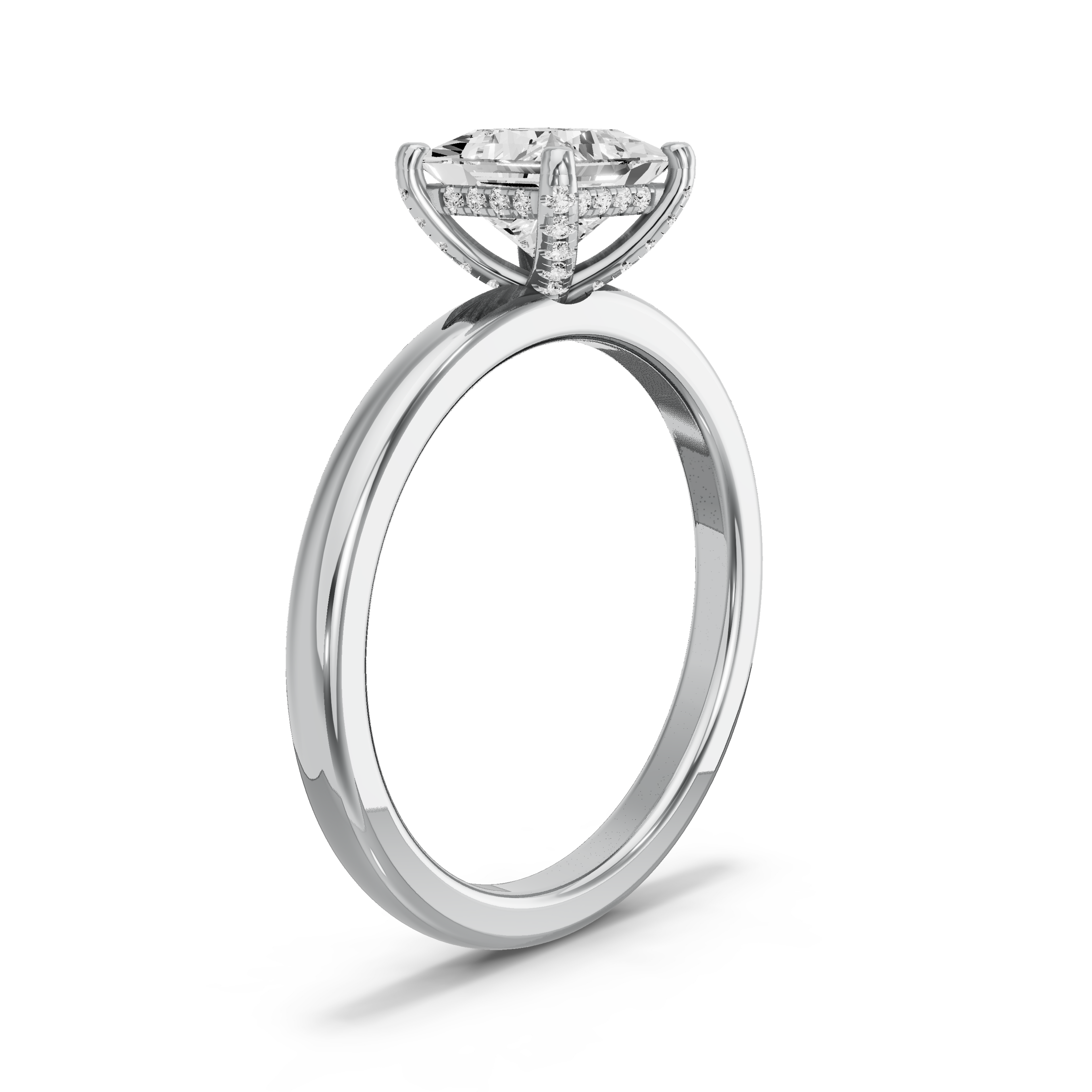 Image for Princess Pave Basket Ring with Solitaire band in 18K Two Tone Rose Gold