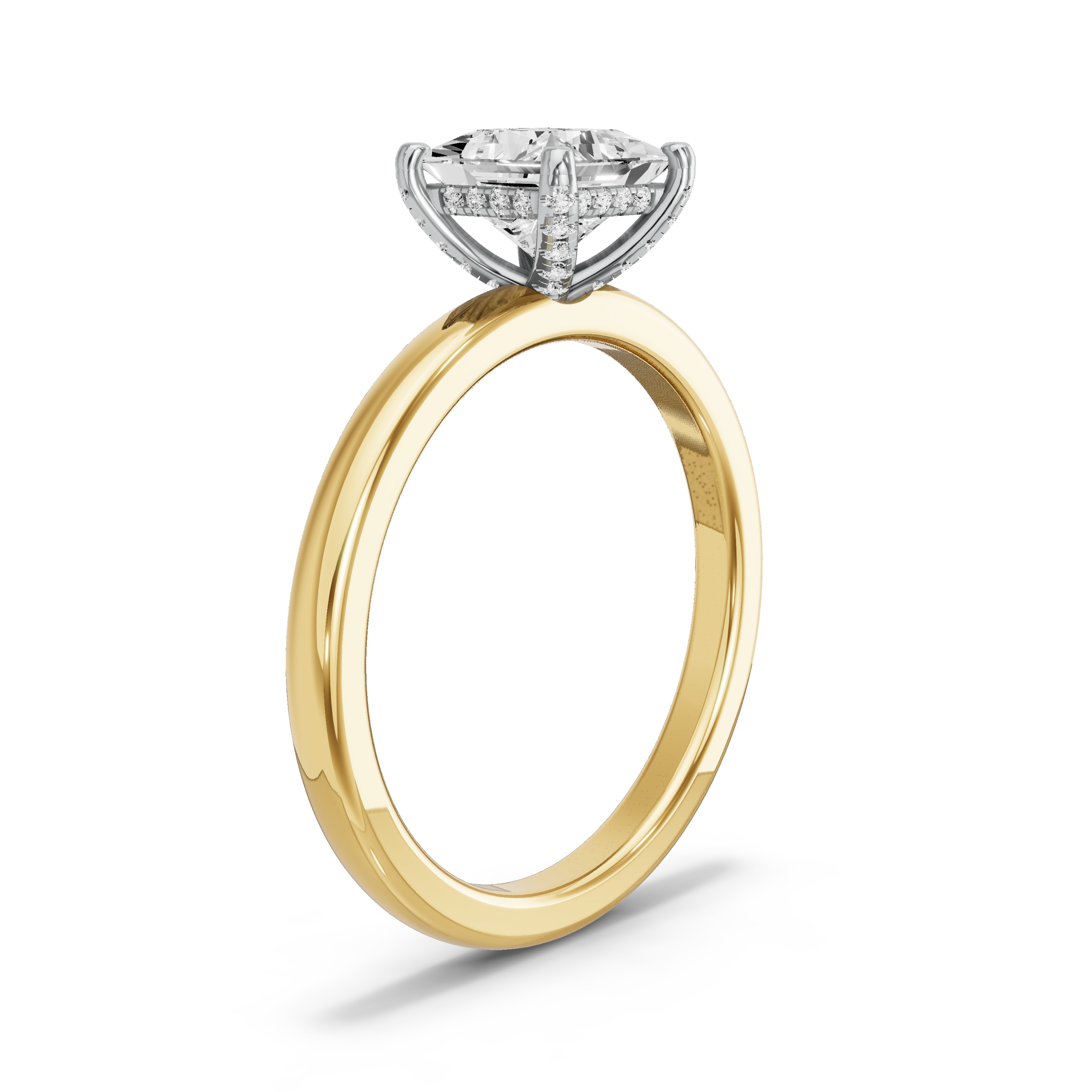Image for Princess Pave Basket Ring with Solitaire band in 14K Rose Gold