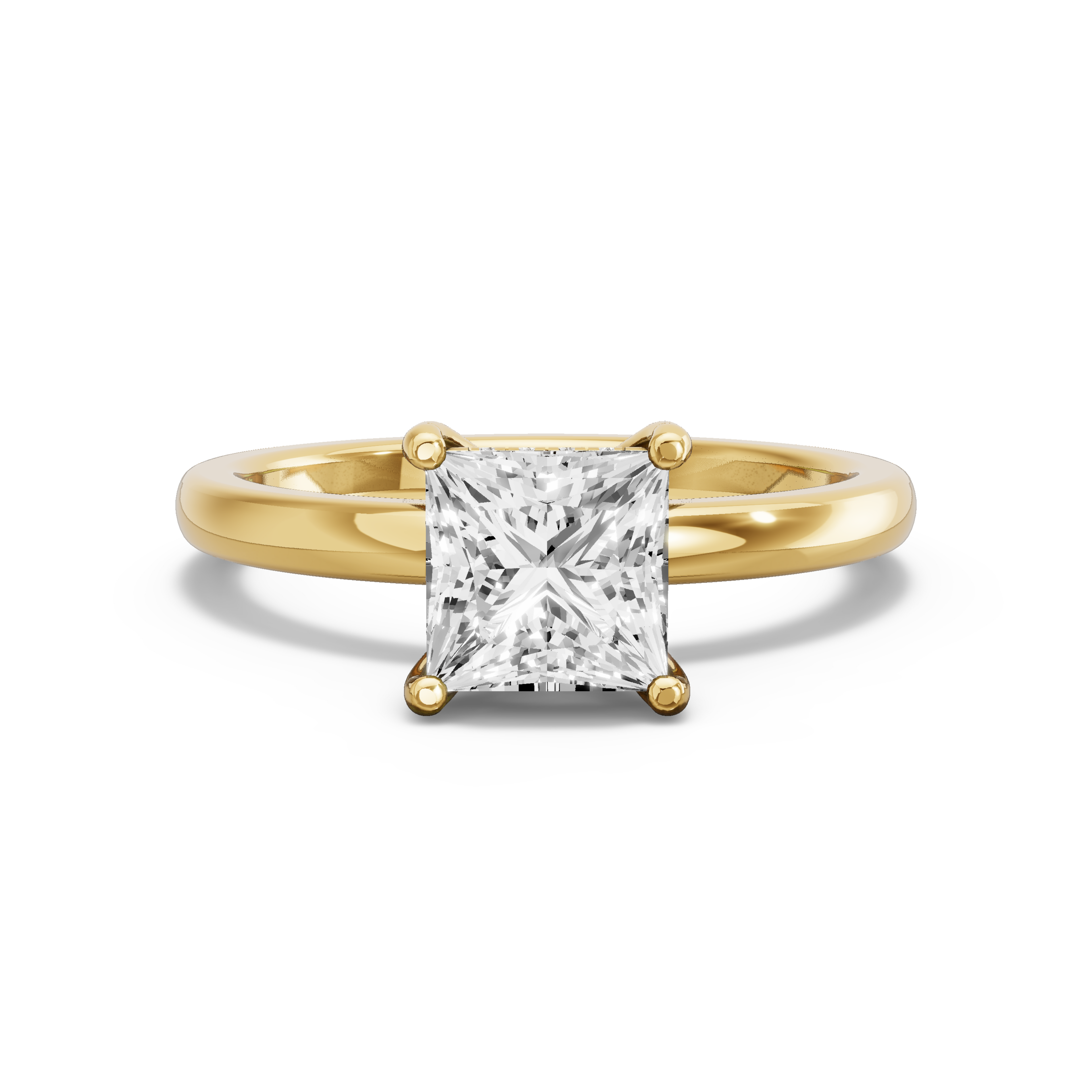 Image for Princess Pave Basket Ring with Solitaire band in 14K White Gold
