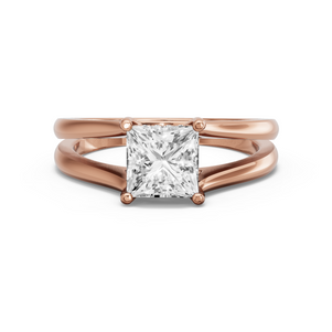 Image for Princess Pave Basket Ring with Split Ring Solitaire band in 10K Yellow Gold