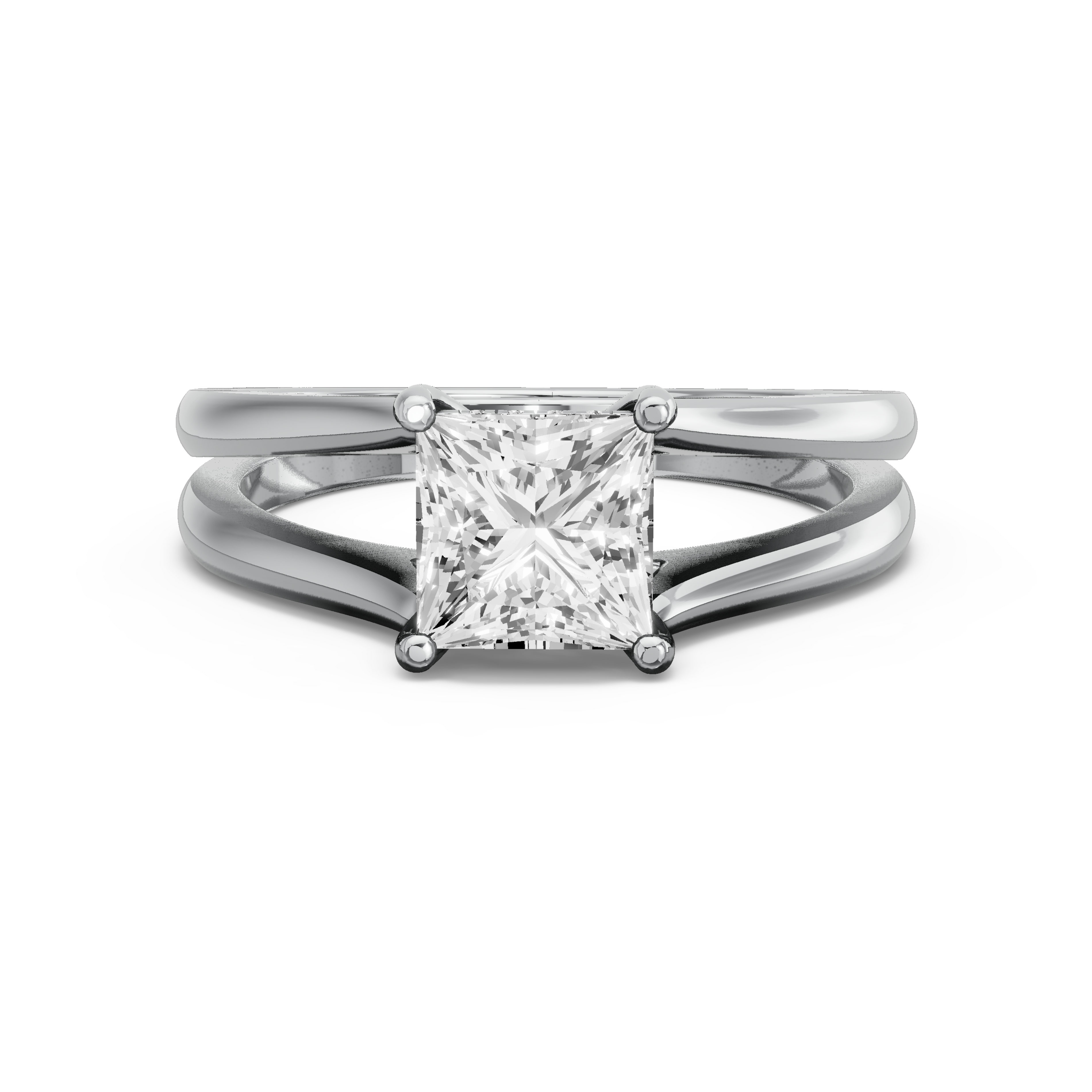 Image for Princess Pave Basket Ring with Solitaire band in 950 Platinum
