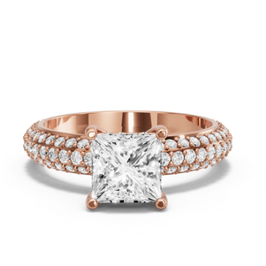 Image for Princess Pave Basket Ring with Triple Row Pave band