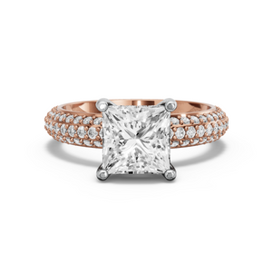 Image for Princess Pave Basket Ring with Triple Row Pave band