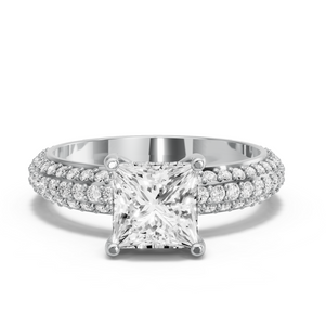 Image for Princess Pave Basket Ring with Triple Row Pave band