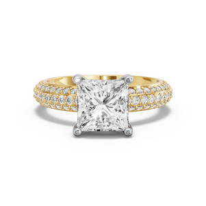 Image for Princess Pave Basket Ring with Triple Row Pave band