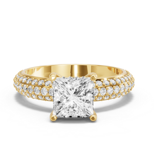 Image for Princess Pave Basket Ring with Triple Row Pave band