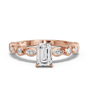 Image for Radiant Pave Basket Ring with Alternating Marquise band