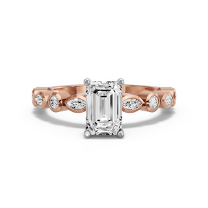 Image for Radiant Pave Basket Ring with Alternating Marquise band