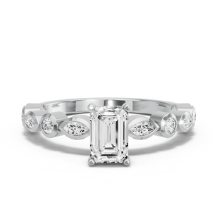 Image for Radiant Pave Basket Ring with Alternating Marquise band