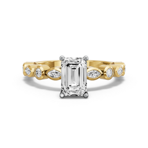 Image for Radiant Pave Basket Ring with Alternating Marquise band