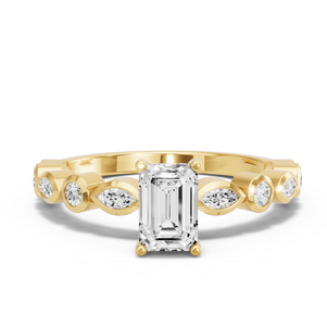 Image for Radiant Pave Basket Ring with Alternating Marquise band