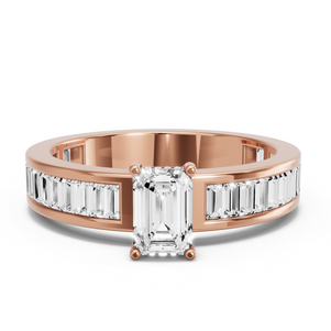 Image for Radiant Pave Basket Ring with Baguette Channel band