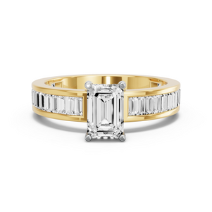 Image for Radiant Pave Basket Ring with Baguette Channel band