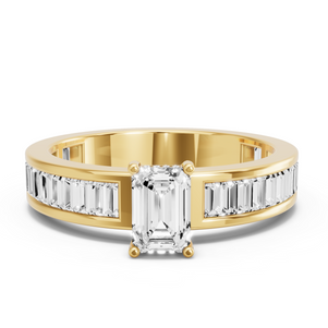 Image for Radiant Pave Basket Ring with Baguette Channel band